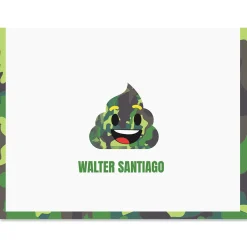Green Camo Poop Emoji Note Cards