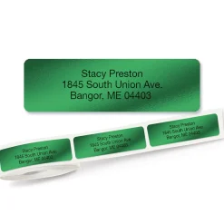 Green Foil Rolled Address Label