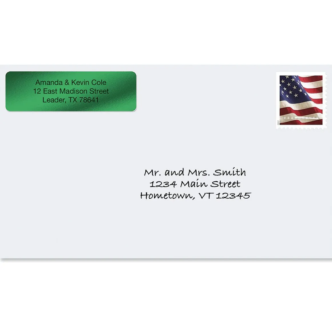 Green Foil Rolled Address Label