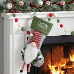 Green Gnome Character Personalized Christmas Stocking