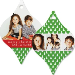 Green Tree Photo Ornament – Tapered