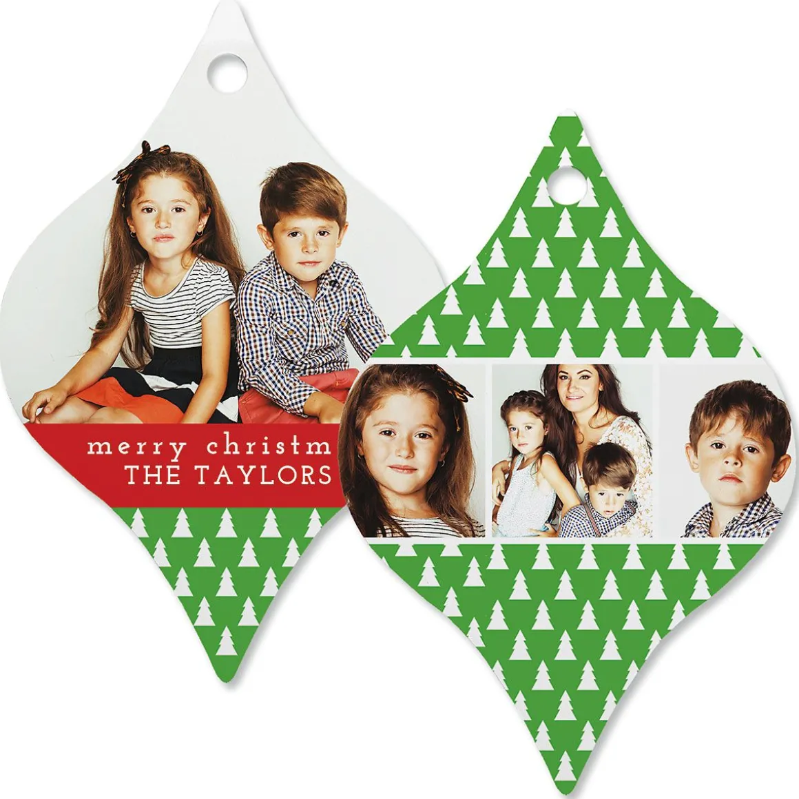Green Tree Photo Ornament – Tapered