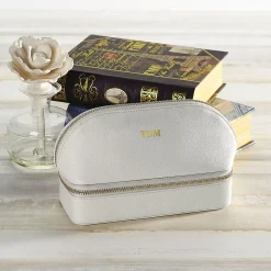 Grey Dual Travel Jewelry Monogrammed Case