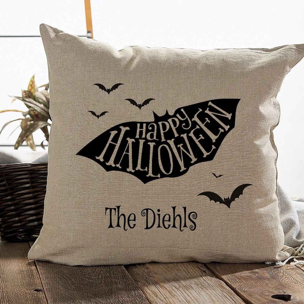 Halloween Bat Personalized Pillow by Designer Jillian Yee-Pham