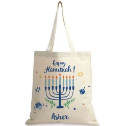 Hanukkah Personalized Canvas Tote