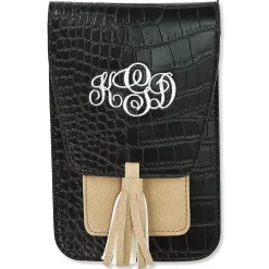 Harper Black Croc/Bone Personalized Crossbody Bag