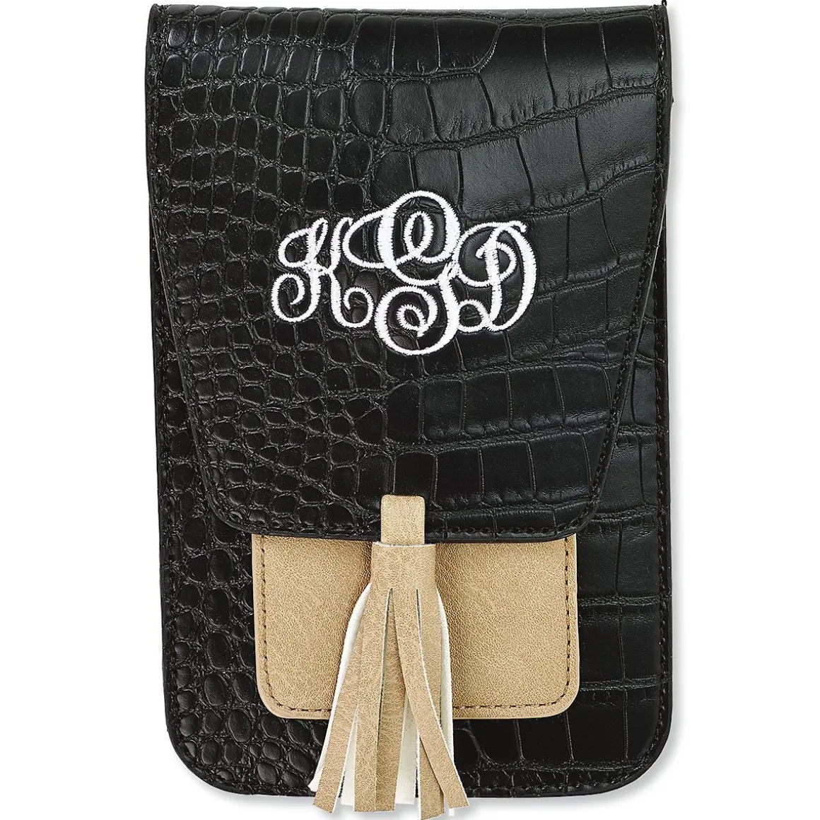 Harper Black Croc/Bone Personalized Crossbody Bag