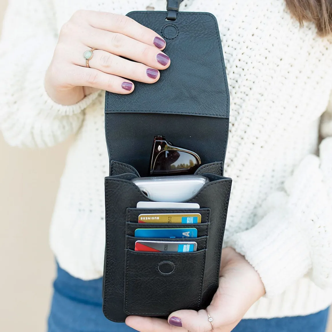 Harper Black Personalized Crossbody Bag
