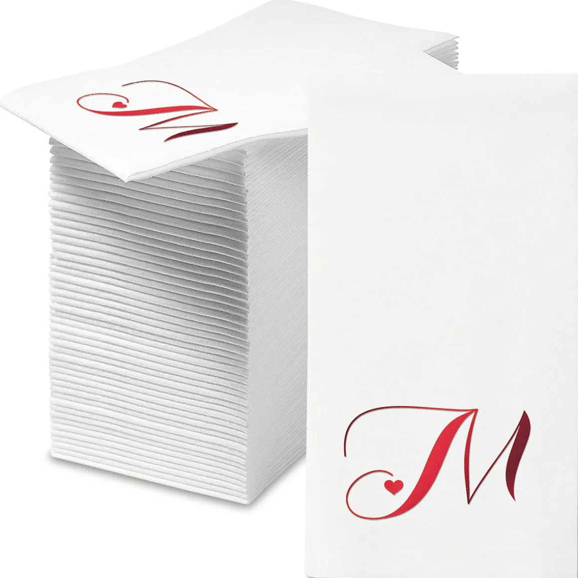 Heart Initial Foil Stamped Disposable Hand Towels