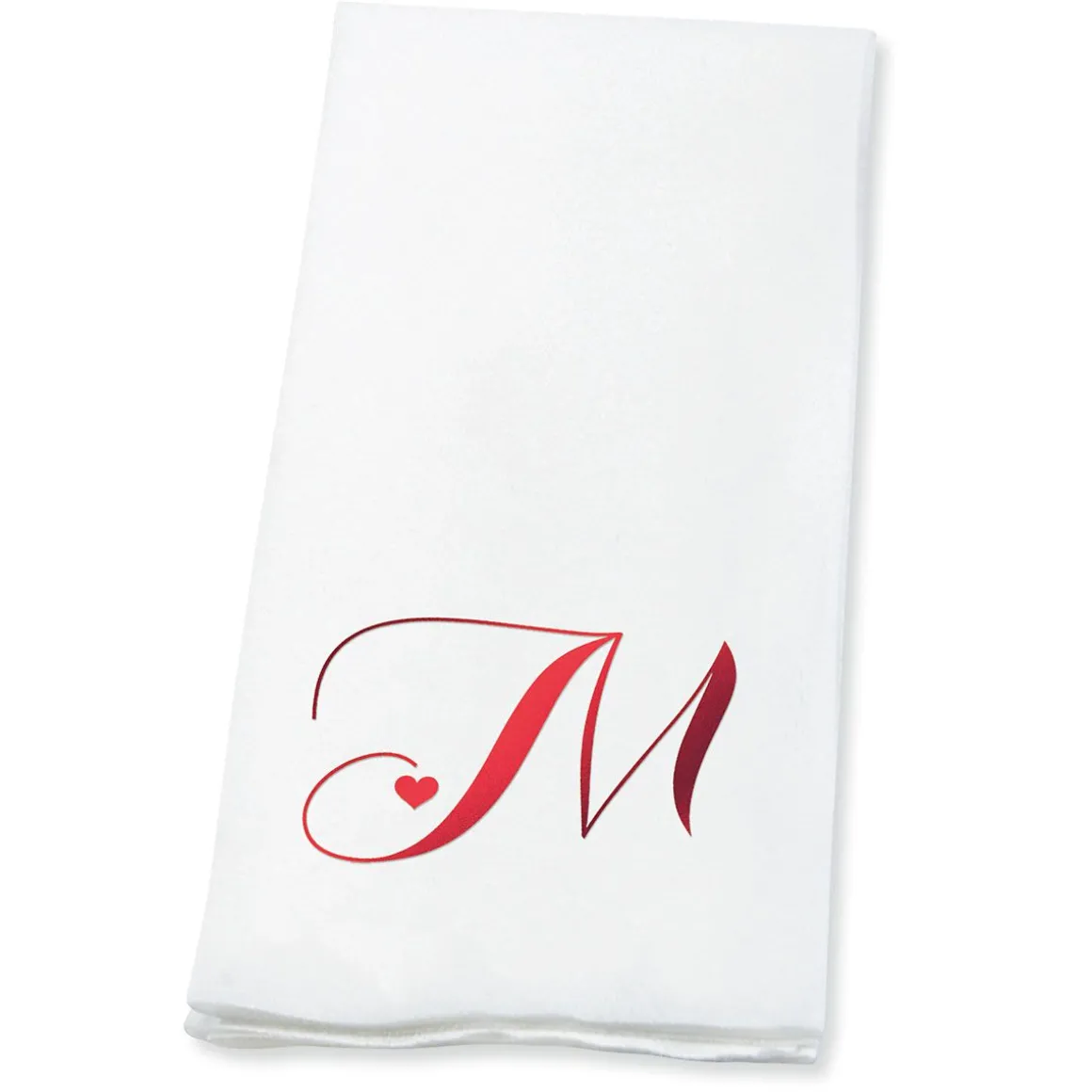 Heart Initial Foil Stamped Disposable Hand Towels