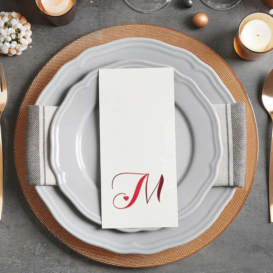 Heart Initial Foil Stamped Disposable Hand Towels