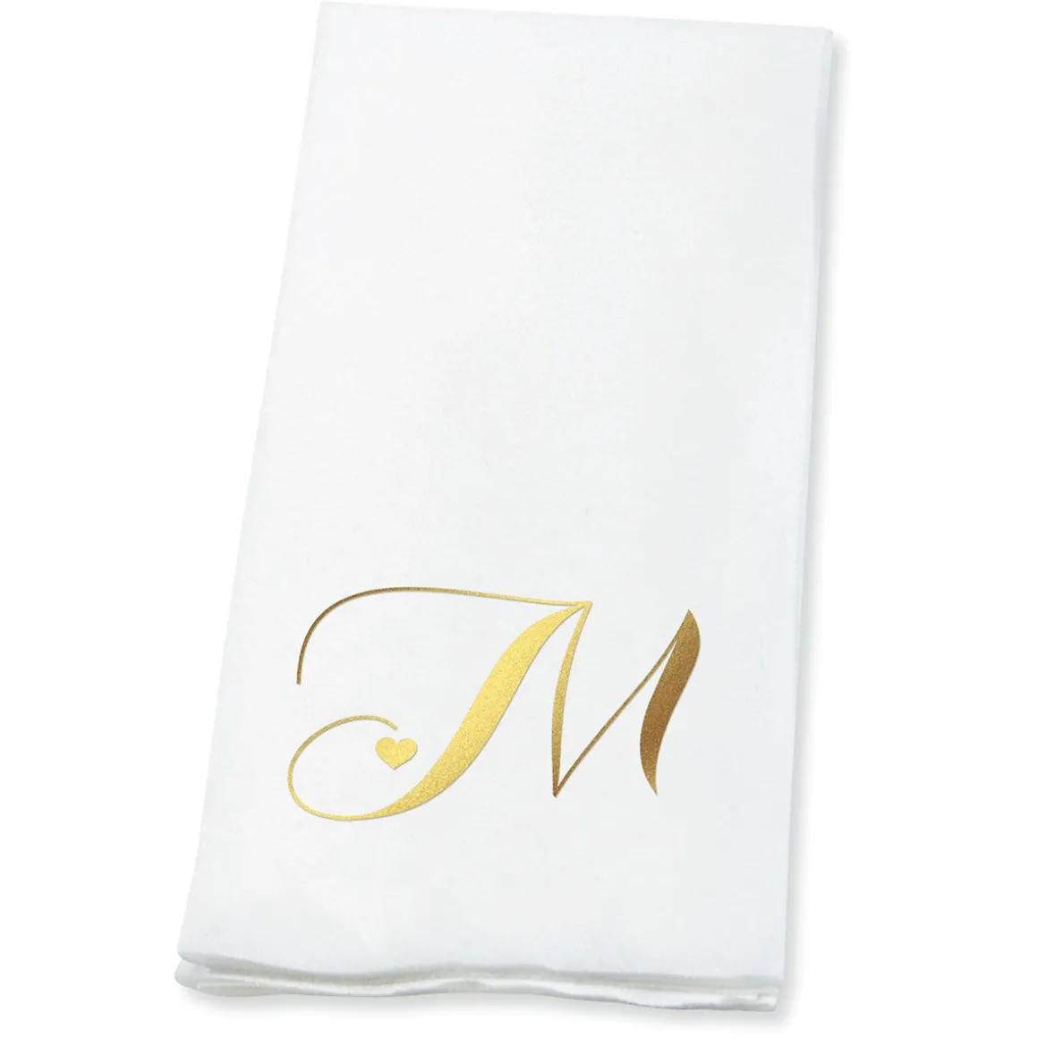 Heart Initial Foil Stamped Disposable Hand Towels