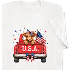 Highland Cow in Truck Adult T-Shirt