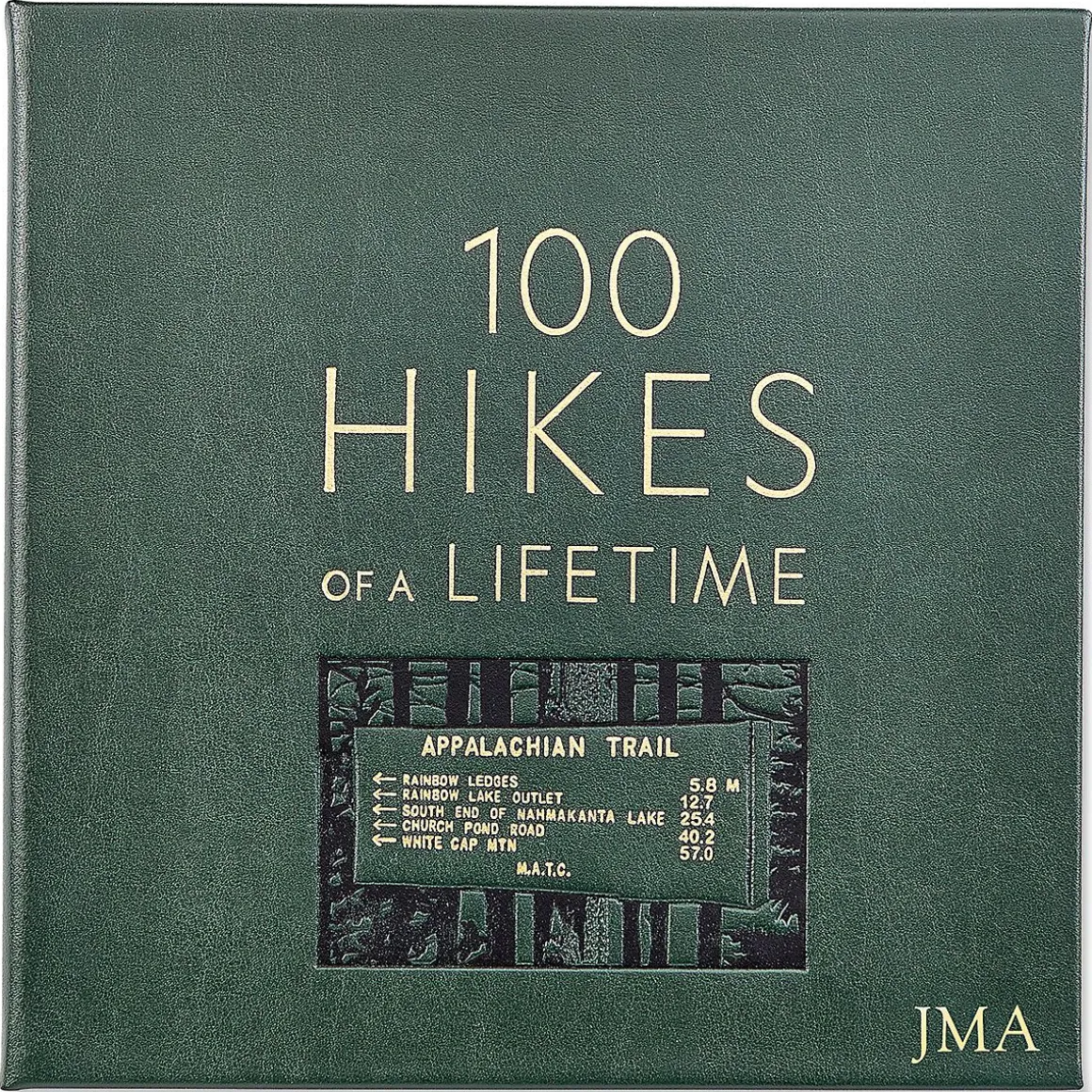100 Hikes Of A Lifetime Personalized Green Leather-Bound Book