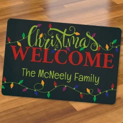 Holiday Lights Personalized Christmas Doormat