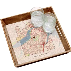Home Personalized Serving Tray in Burnt Wood