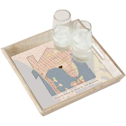 Home Personalized Serving Tray in Natural Wood
