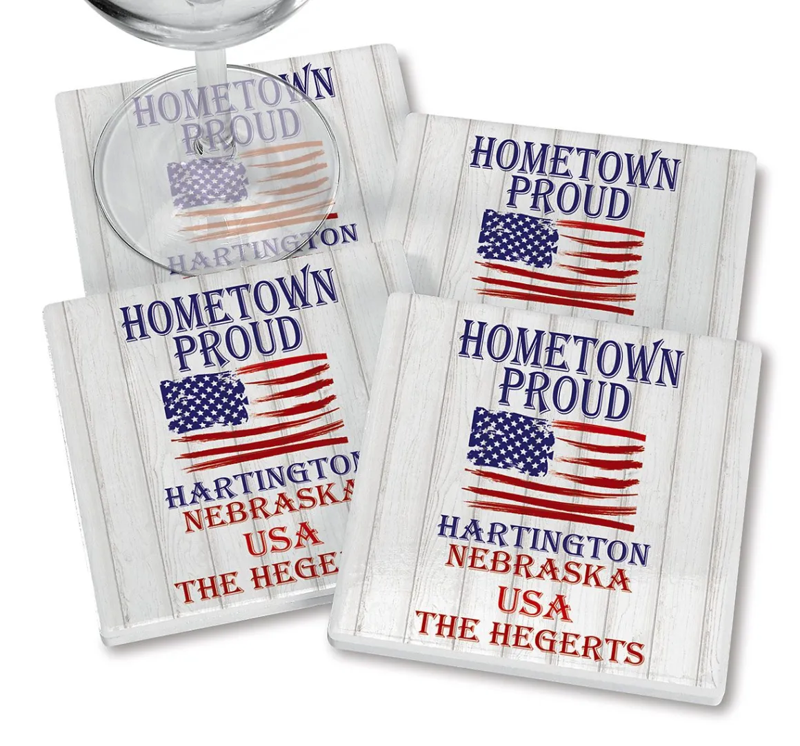 Home Town Proud Personalized Ceramic Coasters