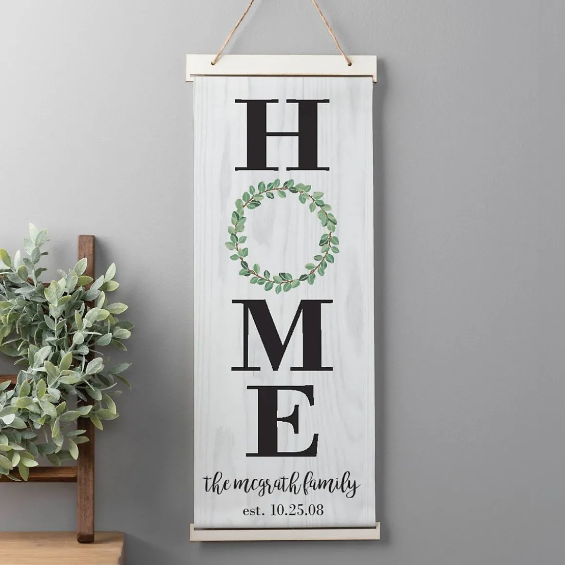 Home Wreath Personalized Hanging Canvas
