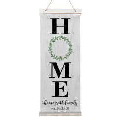 Home Wreath Personalized Hanging Canvas