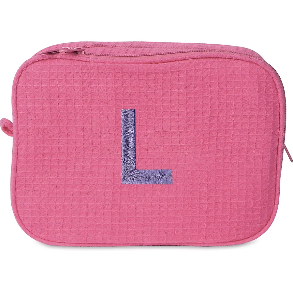 Hot Pink Monogrammed Waffle Weave Cosmetic Bag