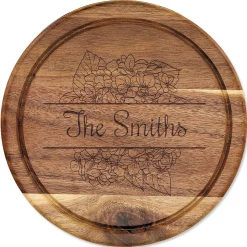 Hydrangea Acacia Cheese Board Personalized Set
