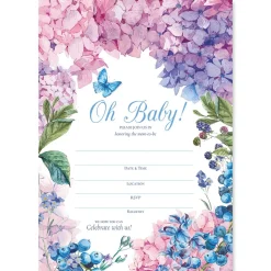 Hydrangea Baby Shower Fill In The Blank Invitations