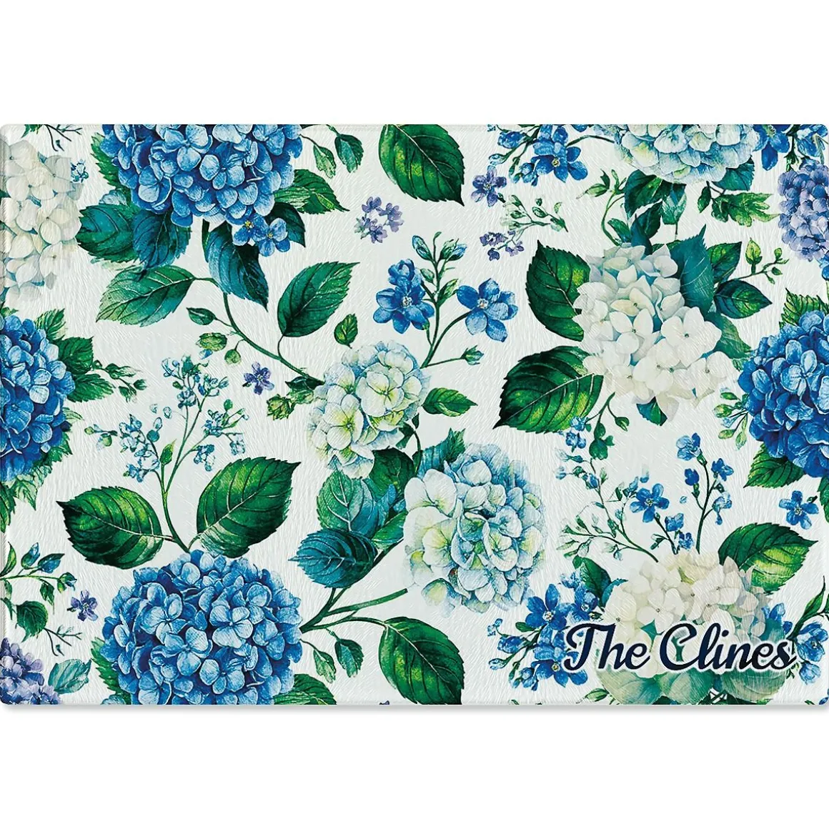 Hydrangea Personalized Glass Cutting Board