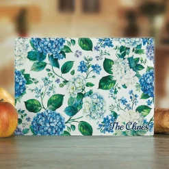 Hydrangea Personalized Glass Cutting Board