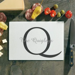 Initial/Family Name Personalized Glass Cutting Board