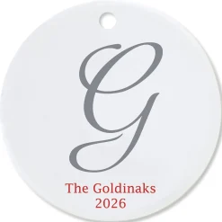 Initial Round Christmas Personalized Ornament