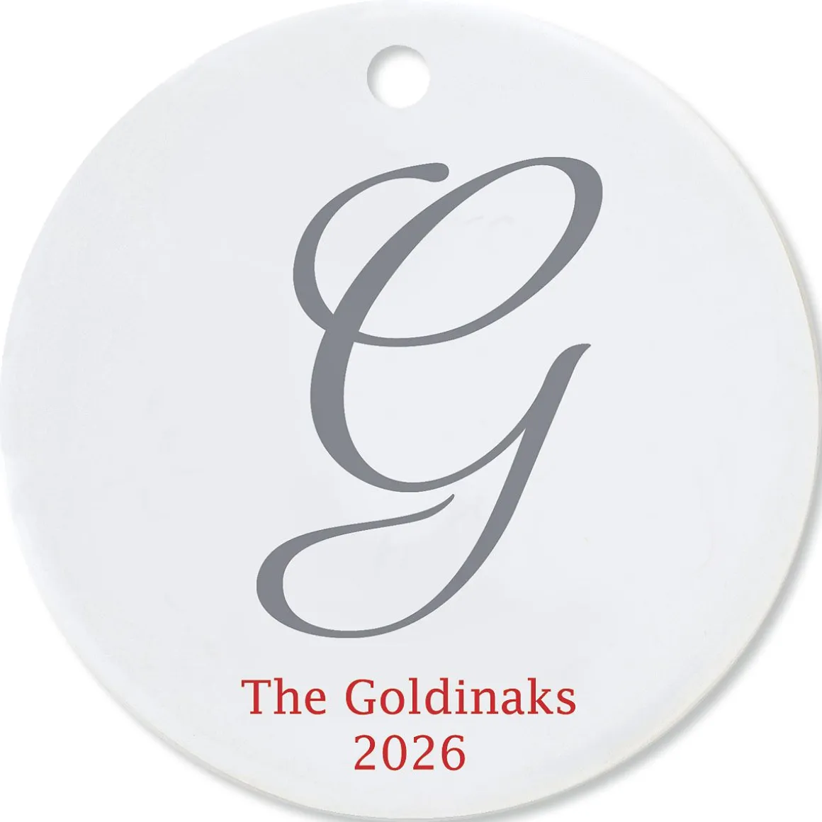 Initial Round Christmas Personalized Ornament