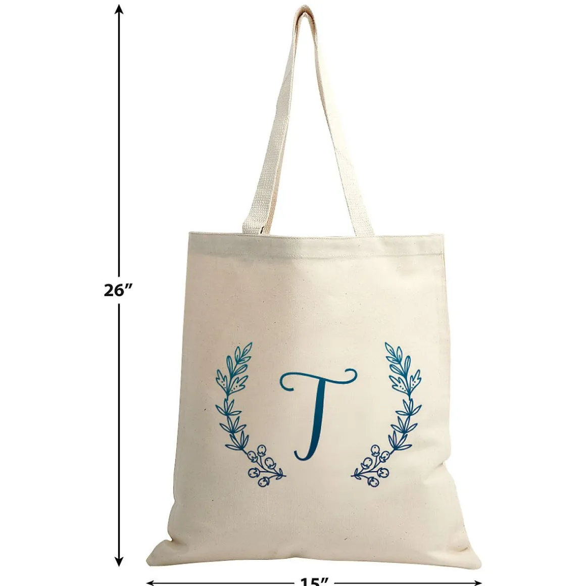 Initial Wreath Personalized Canvas Tote