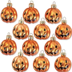 Jack O' Lantern Glass Ornaments
