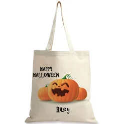 Jack-o'-Lantern Personalized Halloween Canvas Tote