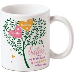 Joy to the Heart Personalized Sisters Mug