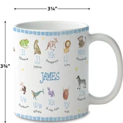 Kids Gingham Alphabet Personalized Animals Mugs
