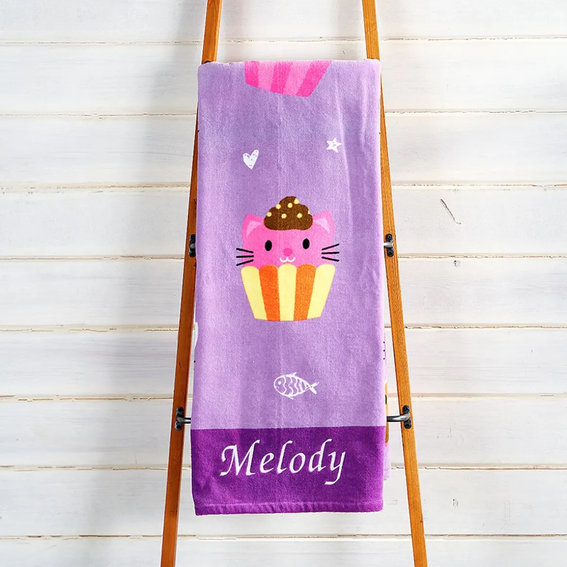 Kitten Cupcake Personalized Towel