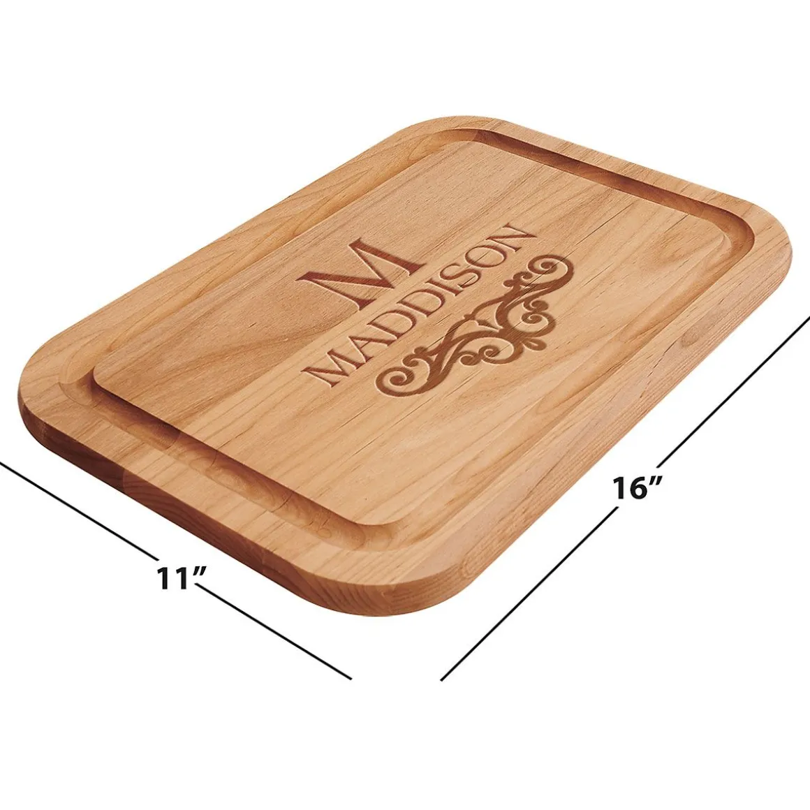 Last Name Scroll Wood Personalized Cutting Board