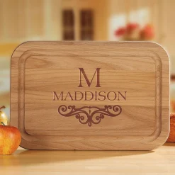 Last Name Scroll Wood Personalized Cutting Board