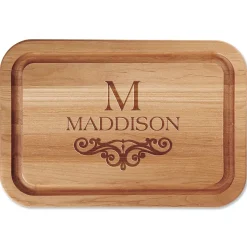 Last Name Scroll Wood Personalized Cutting Board