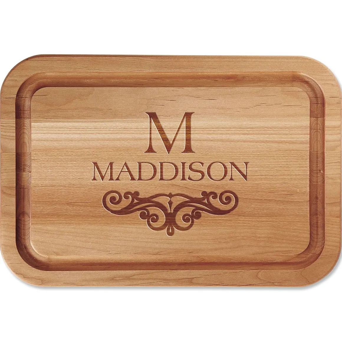 Last Name Scroll Wood Personalized Cutting Board