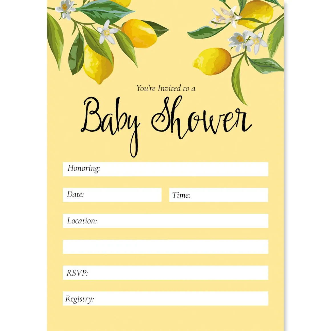 Lemons Baby Shower Fill In The Blank Invitations