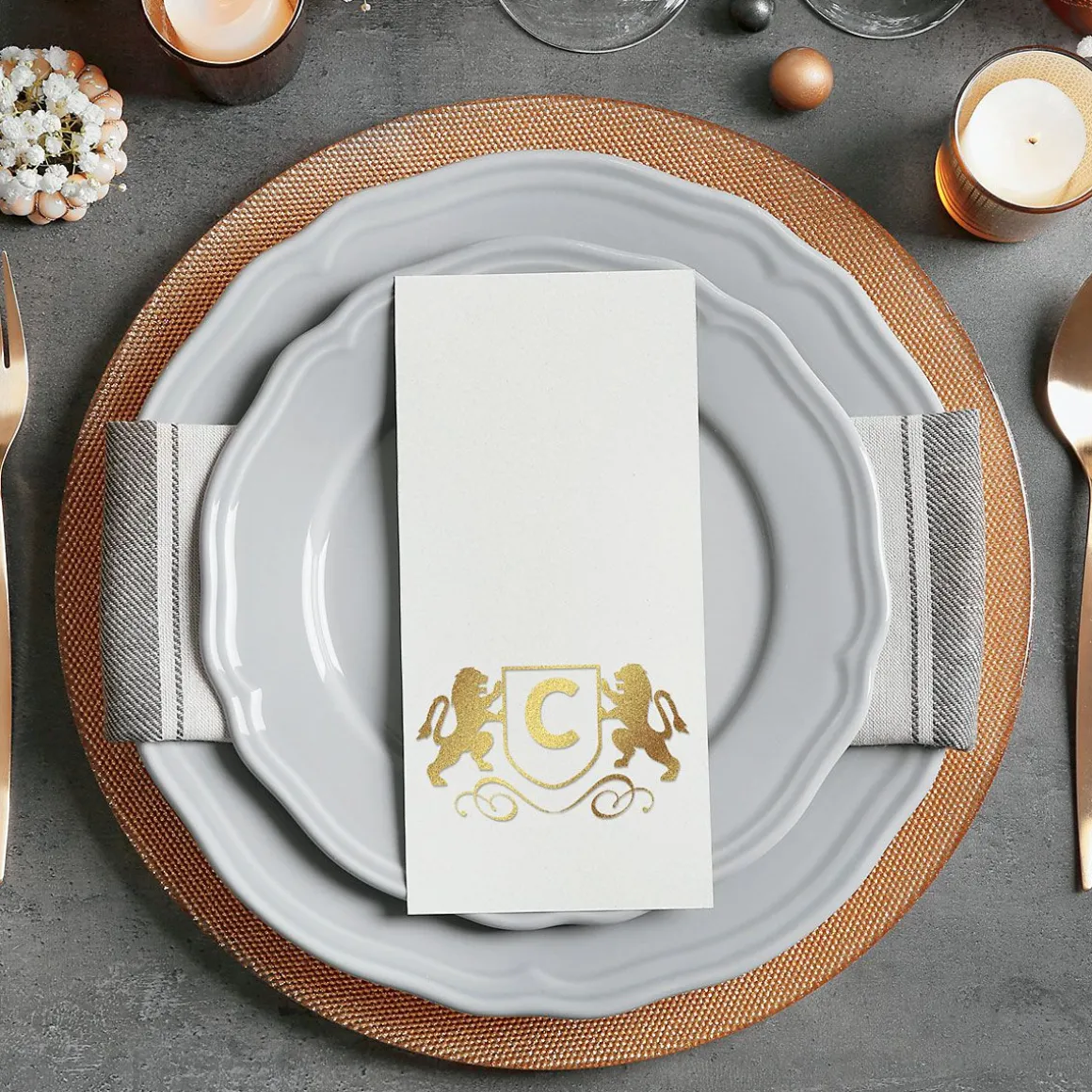 Lion Initial Foil Stamped Disposable Hand Towels