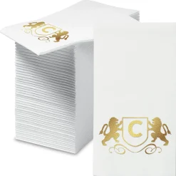 Lion Initial Foil Stamped Disposable Hand Towels