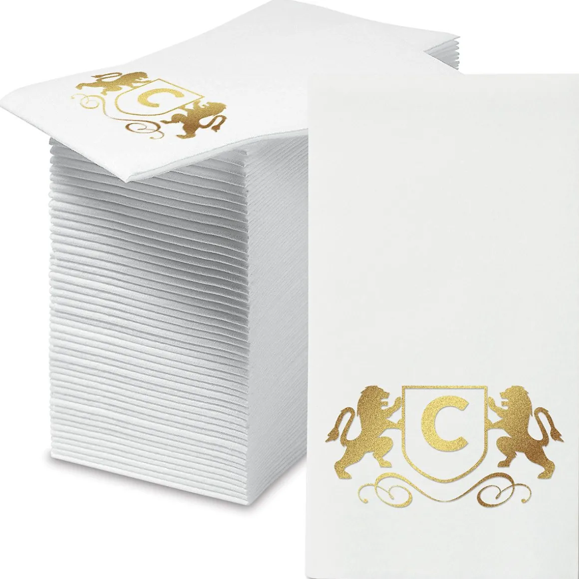 Lion Initial Foil Stamped Disposable Hand Towels