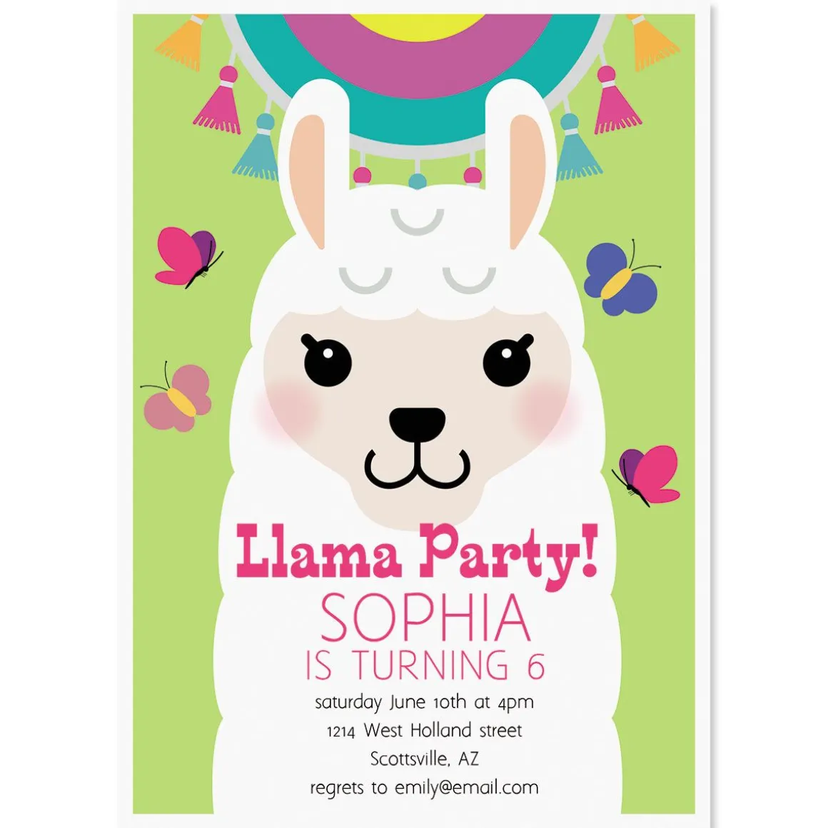 Llama Festival Birthday Personalized Invitation