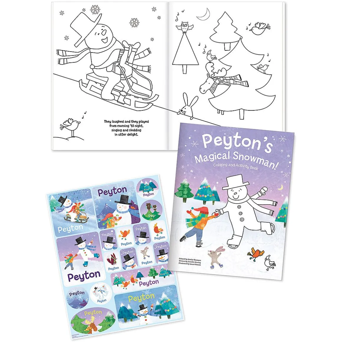 Magical Snowman Personalized Coloring Book and Sticker Set