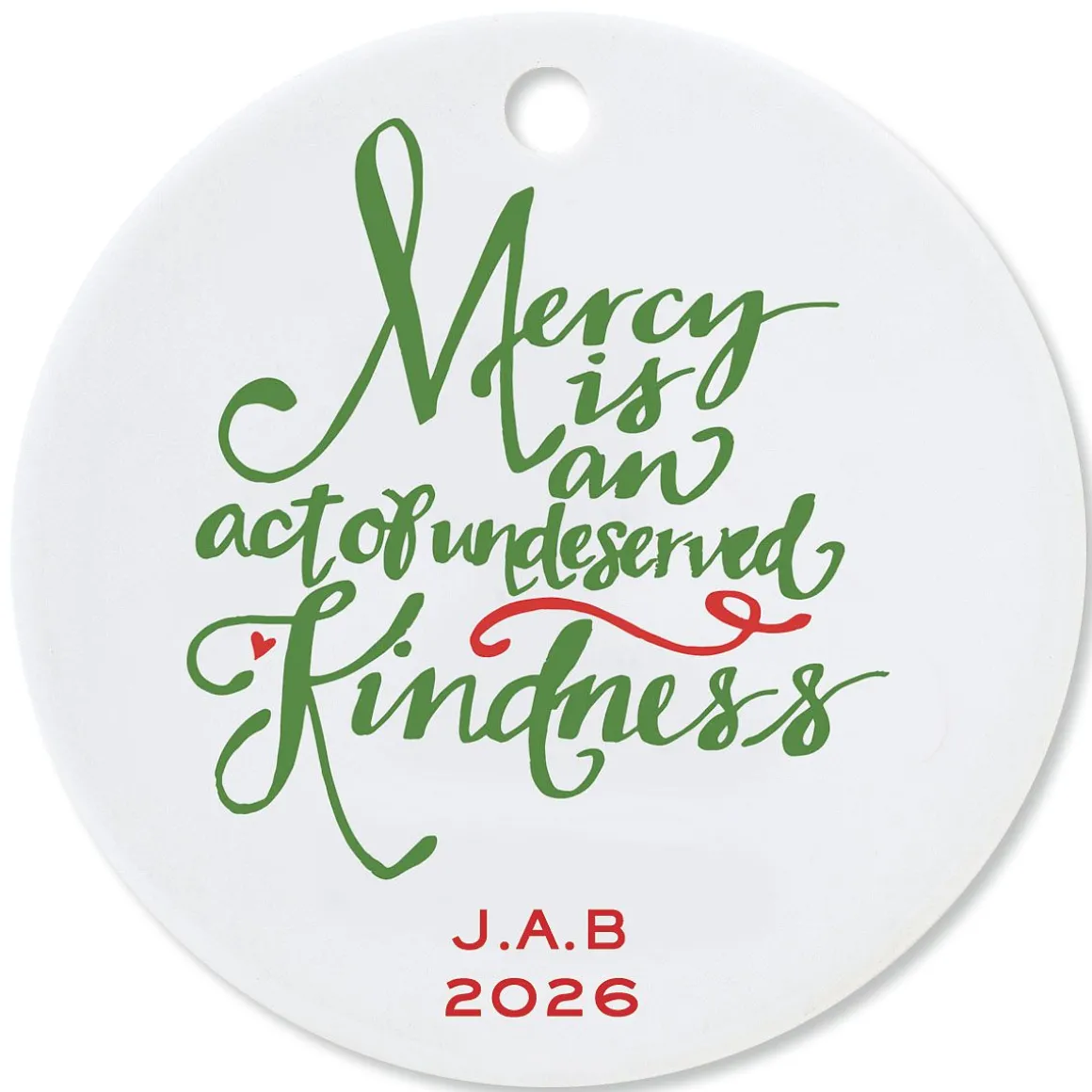 Mercy Round Christmas Personalized Ornament