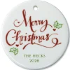 Merry Christmas Round Christmas Personalized Ornament